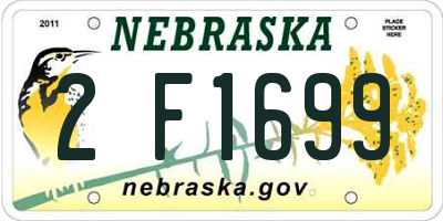 NE license plate 2F1699
