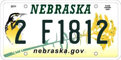 NE license plate 2F1812