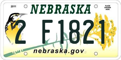 NE license plate 2F1821