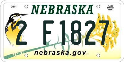 NE license plate 2F1827