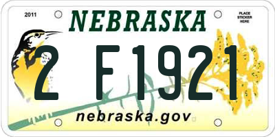 NE license plate 2F1921