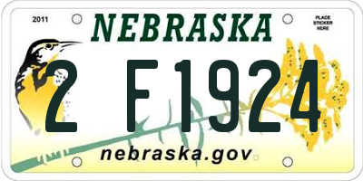 NE license plate 2F1924