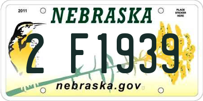NE license plate 2F1939