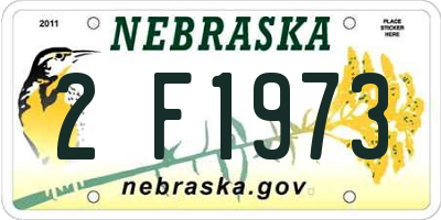 NE license plate 2F1973