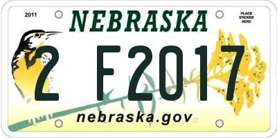 NE license plate 2F2017