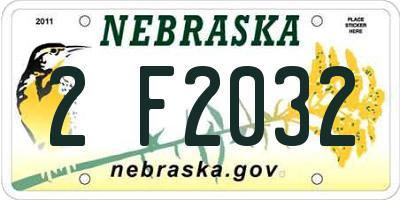NE license plate 2F2032