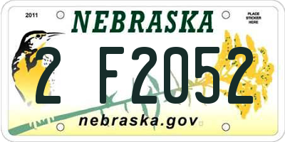 NE license plate 2F2052