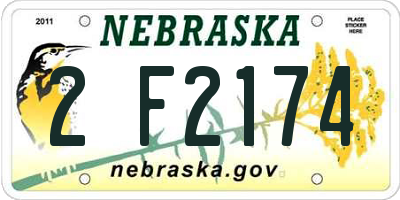 NE license plate 2F2174