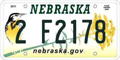 NE license plate 2F2178