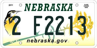 NE license plate 2F2213
