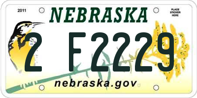 NE license plate 2F2229