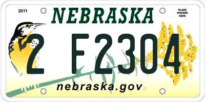 NE license plate 2F2304