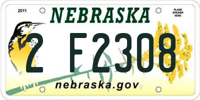 NE license plate 2F2308