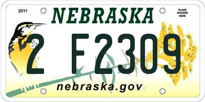 NE license plate 2F2309