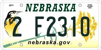 NE license plate 2F2310