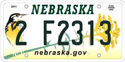 NE license plate 2F2313