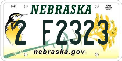 NE license plate 2F2323