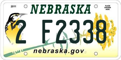 NE license plate 2F2338