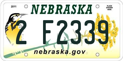 NE license plate 2F2339