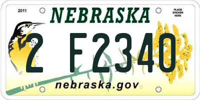 NE license plate 2F2340