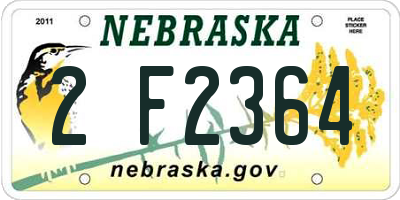 NE license plate 2F2364