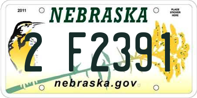 NE license plate 2F2391
