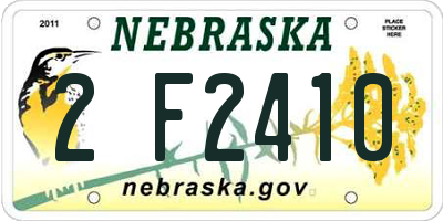 NE license plate 2F2410