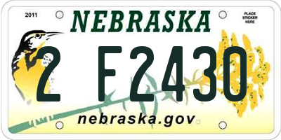 NE license plate 2F2430