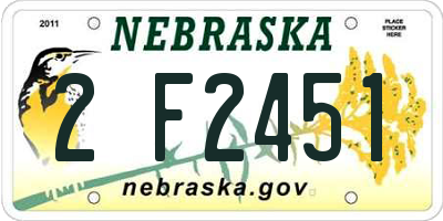NE license plate 2F2451