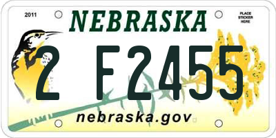 NE license plate 2F2455