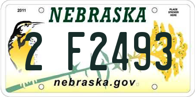 NE license plate 2F2493