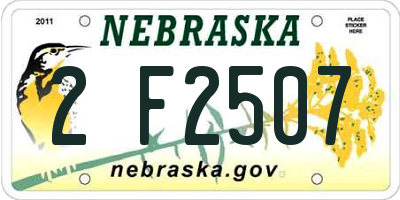 NE license plate 2F2507