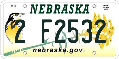 NE license plate 2F2532