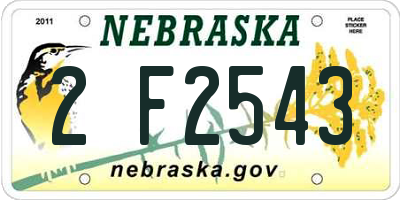 NE license plate 2F2543