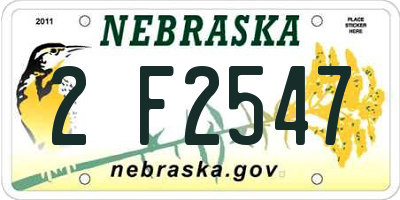 NE license plate 2F2547