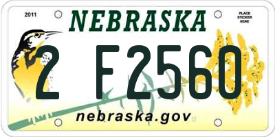 NE license plate 2F2560