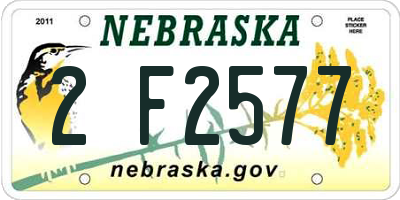 NE license plate 2F2577
