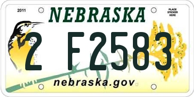 NE license plate 2F2583