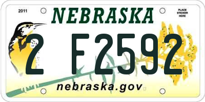 NE license plate 2F2592