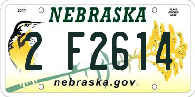 NE license plate 2F2614