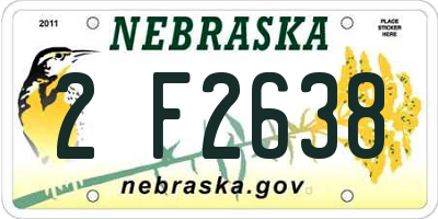 NE license plate 2F2638