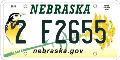 NE license plate 2F2655