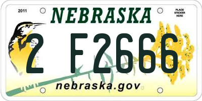 NE license plate 2F2666