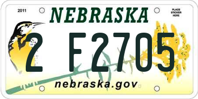 NE license plate 2F2705