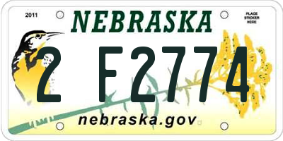 NE license plate 2F2774