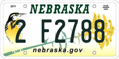 NE license plate 2F2788