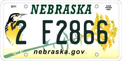 NE license plate 2F2866