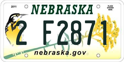 NE license plate 2F2871