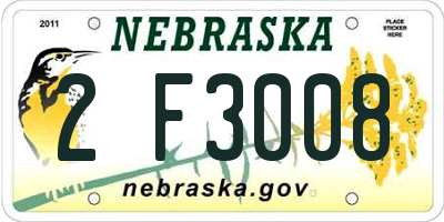 NE license plate 2F3008