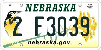 NE license plate 2F3039